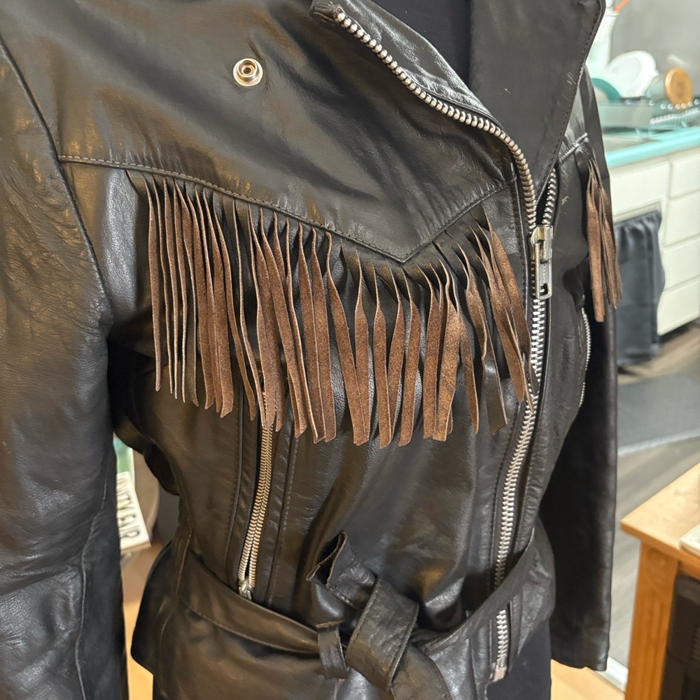 All American Rider Black Leather Fringe Jacket M - Picture 5 of 14